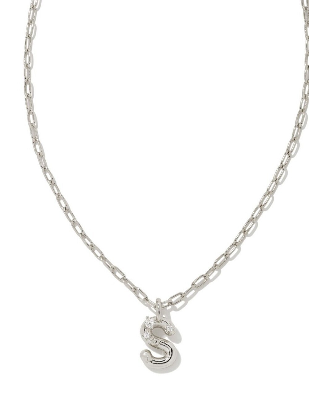 Kendra Scott Crystal Letter S Rhodium Pendant Necklace